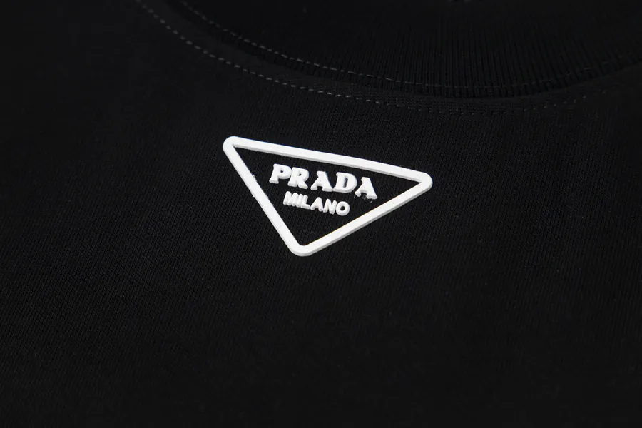 PRADA New Classic Triangle Logo Round Neck Short Sleeve T Shirt