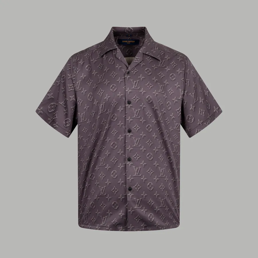 Chenxing Exclusive Monogrammed Silk Shirt Short Sleeve