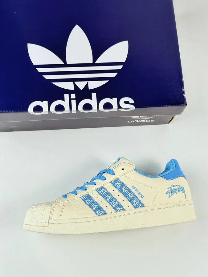 AD Originals Superstar x Stussy White Blue