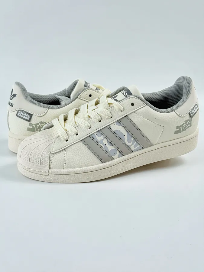 AD Originals Superstar x Stussy White Grey