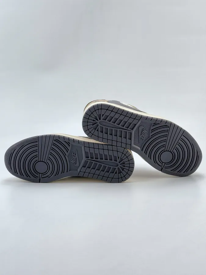 Travis Scott x Air 1 Low Reverse White, Brown, Gray, and Starry Flip Flop