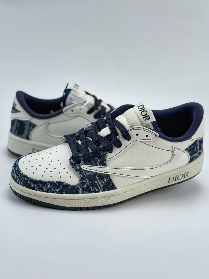 Travis Scott x Air 1 Low Reverse Denim Blue and White Low Top