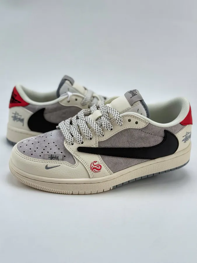 Travis Scott x Air 1 Low Reverse White Black Swoosh Reverse Suede