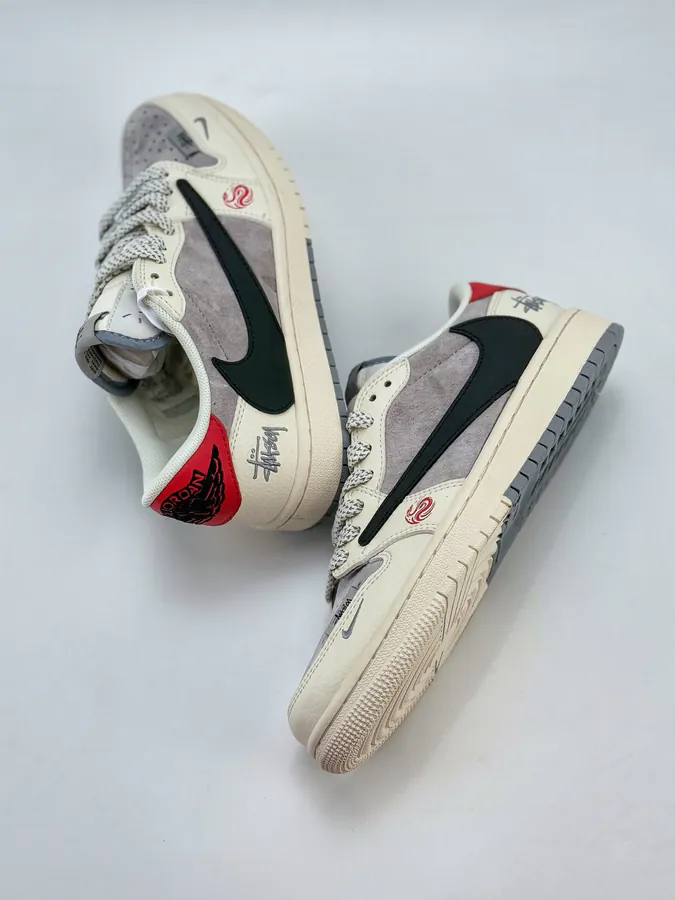 Travis Scott x Air 1 Low Reverse White Black Swoosh Reverse Suede