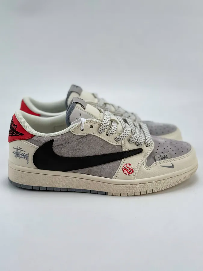 Travis Scott x Air 1 Low Reverse White Black Swoosh Reverse Suede