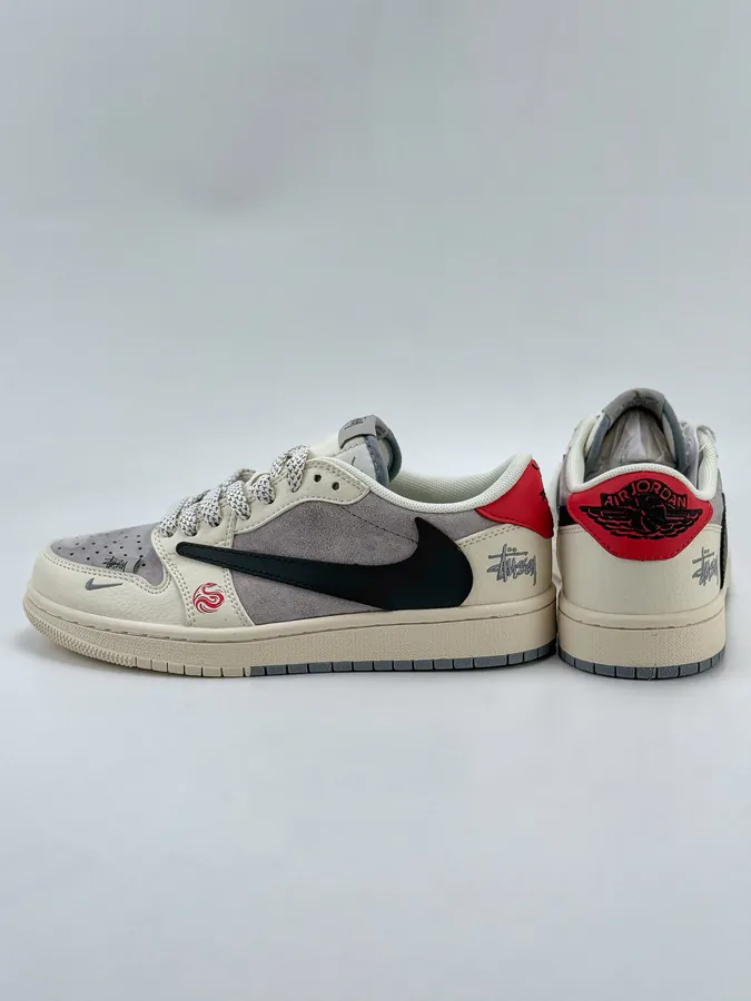Travis Scott x Air 1 Low Reverse White Black Swoosh Reverse Suede