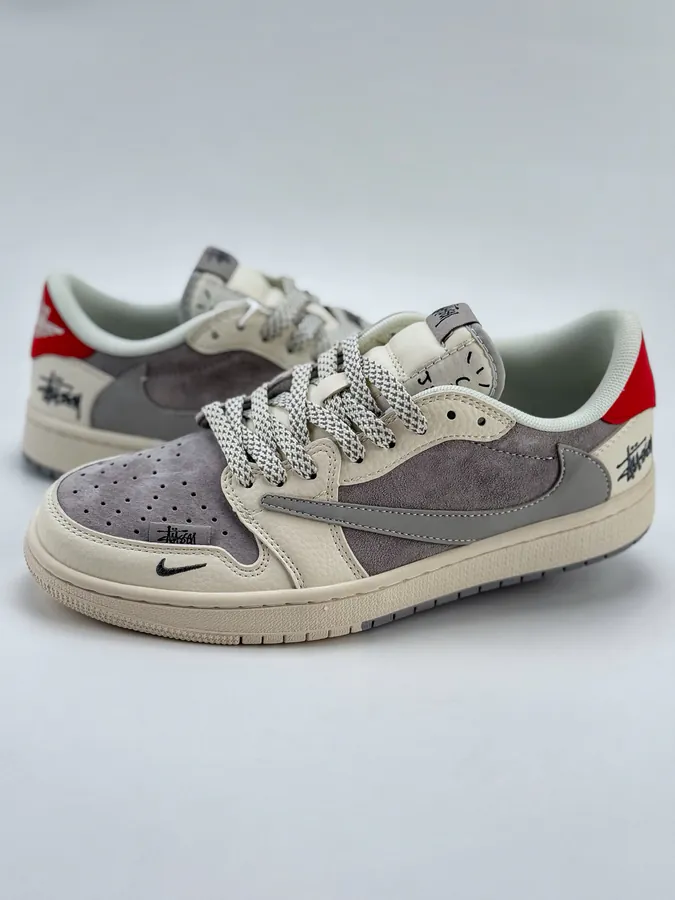 Travis Scott x Air 1 Low Reverse White Grey Red Starry Swoosh