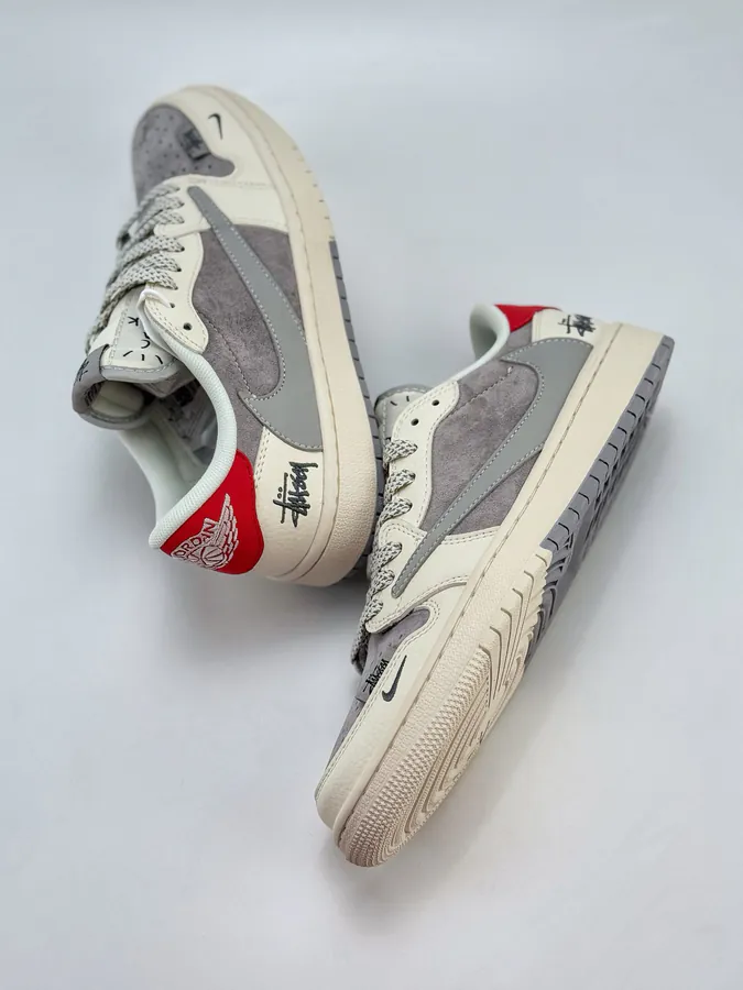 Travis Scott x Air 1 Low Reverse White Grey Red Starry Swoosh