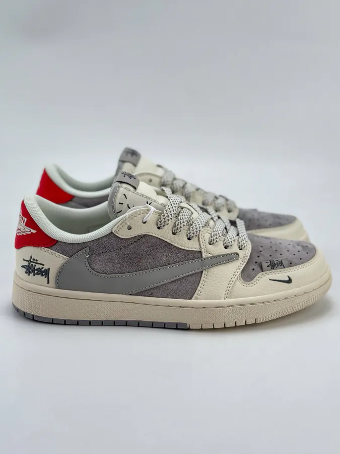 Travis Scott x Air 1 Low Reverse White Grey Red Starry Swoosh