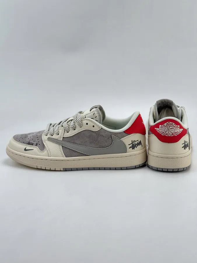 Travis Scott x Air 1 Low Reverse White Grey Red Starry Swoosh