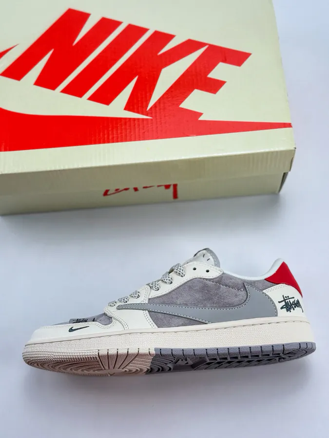 Travis Scott x Air 1 Low Reverse White Grey Red Starry Swoosh