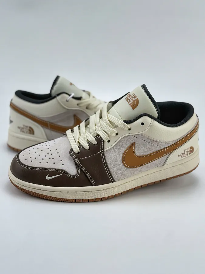 Air Jordan 1 Retro Low x The North Face White Yellow Brown Swoosh