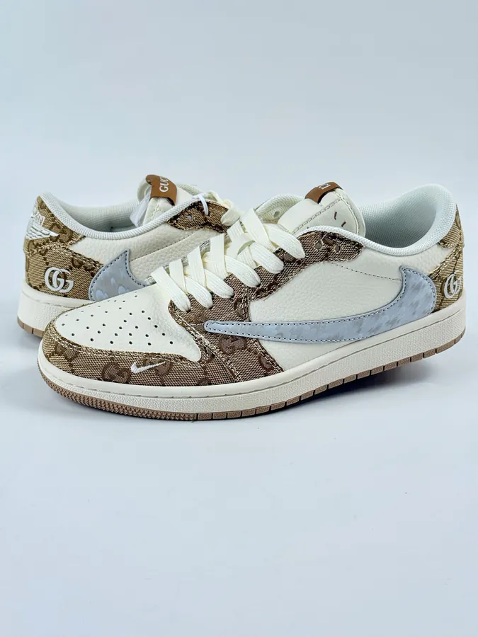 Travis Scott x Air 1 Low Reverse Dark Orange and White Swoosh Low Top