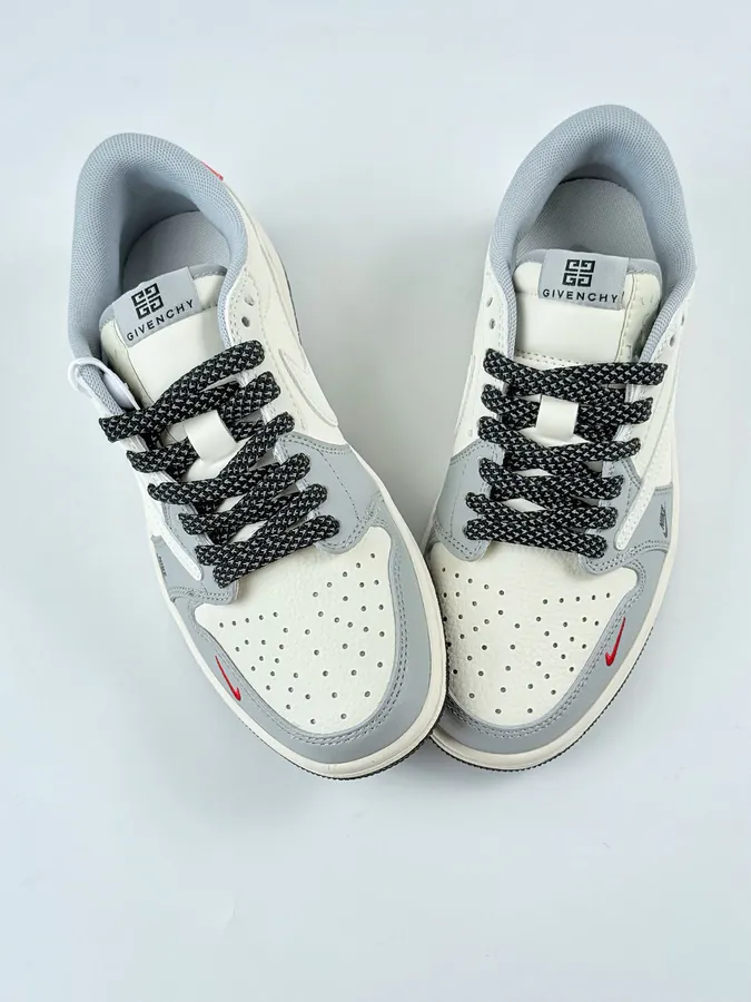 Travis Scott x Air 1 Low Reverse Gray White Black with Full Star Reverse Hook