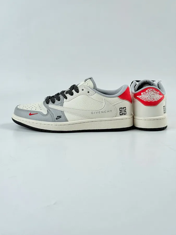 Travis Scott x Air 1 Low Reverse Gray White Black with Full Star Reverse Hook