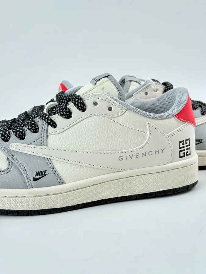 Travis Scott x Air 1 Low Reverse Gray White Black with Full Star Reverse Hook