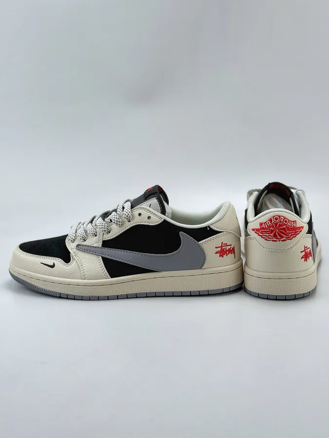 Travis Scott x Air 1 Low Reverse White Black Gray Swoosh Faux Fur Reverse Swoosh
