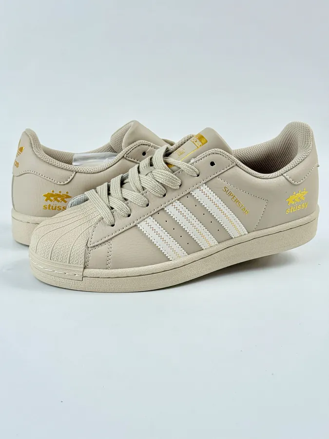 AD Originals Superstar x Stussy Brown and White