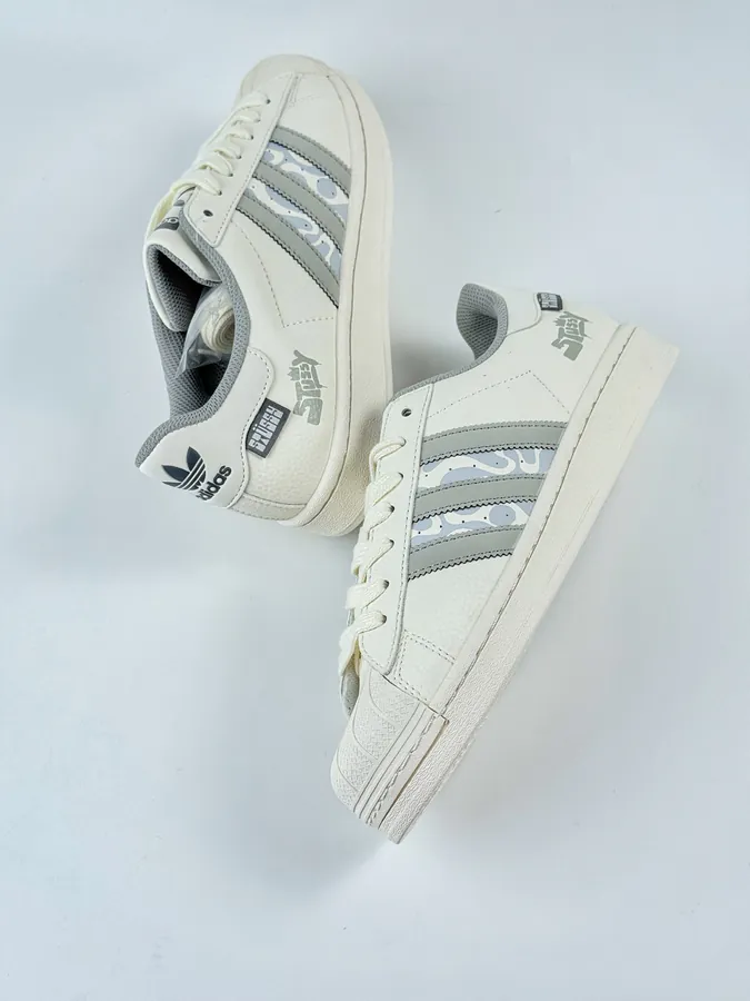 AD Originals Superstar x Stussy White Grey