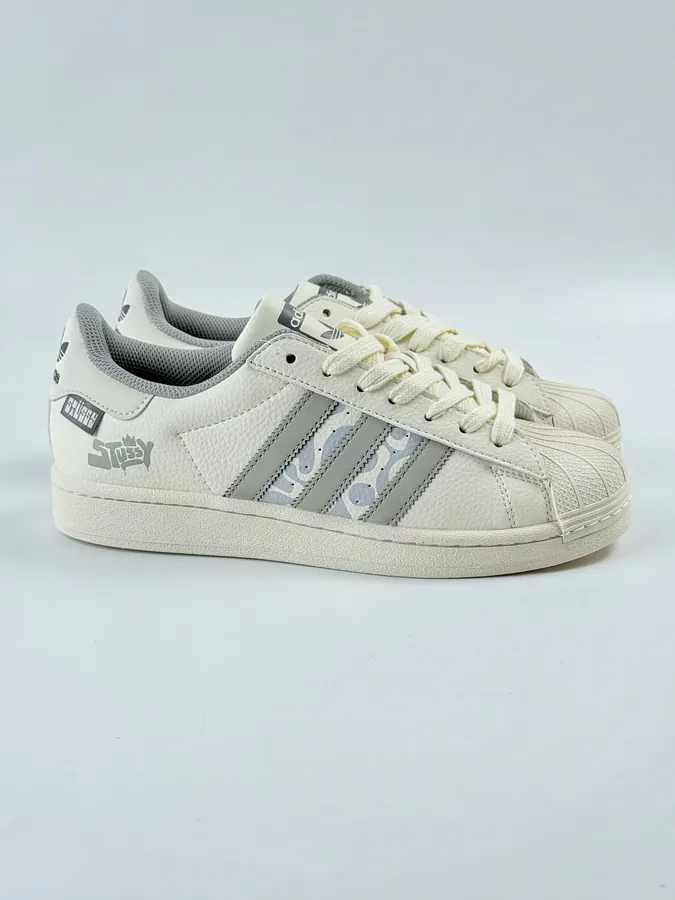 AD Originals Superstar x Stussy White Grey