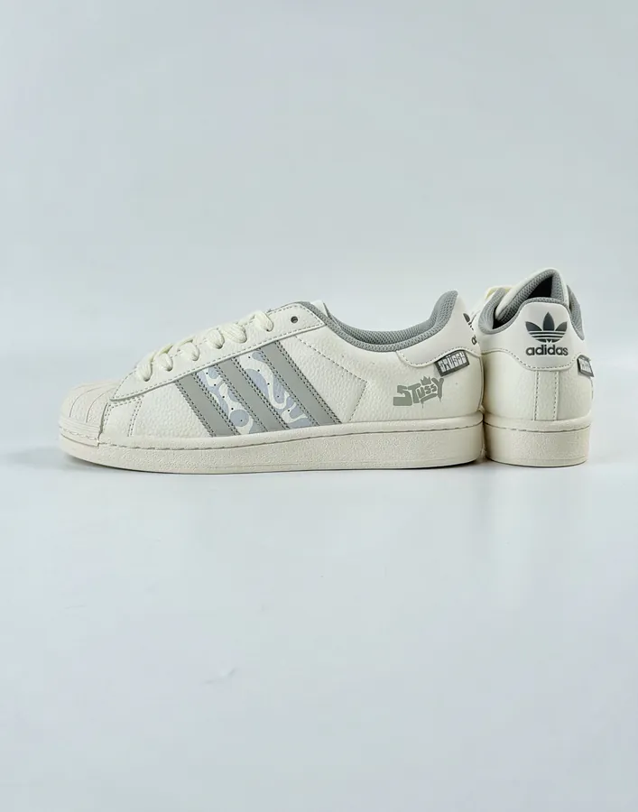 AD Originals Superstar x Stussy White Grey