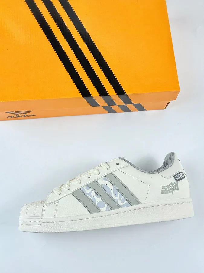 AD Originals Superstar x Stussy White Grey