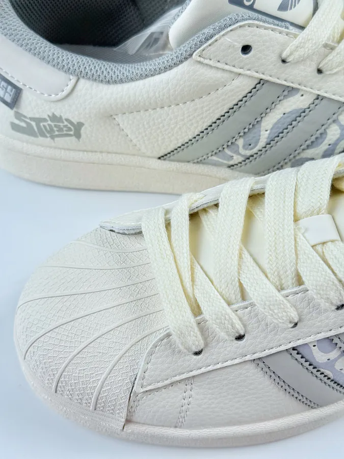 AD Originals Superstar x Stussy White Grey