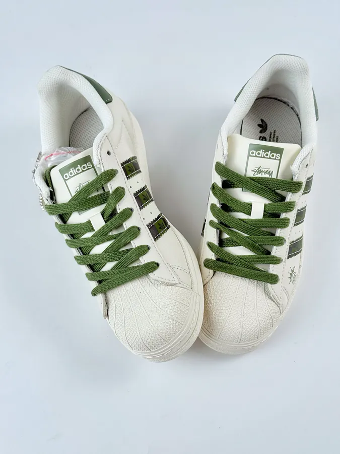 AD Originals Superstar x Stussy White Green