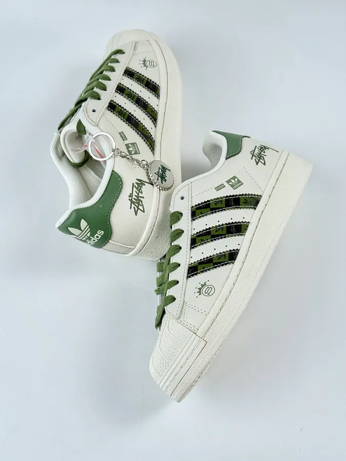 AD Originals Superstar x Stussy White Green