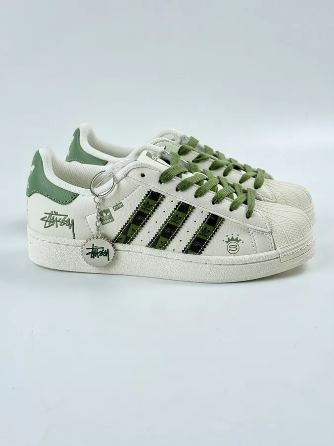 AD Originals Superstar x Stussy White Green