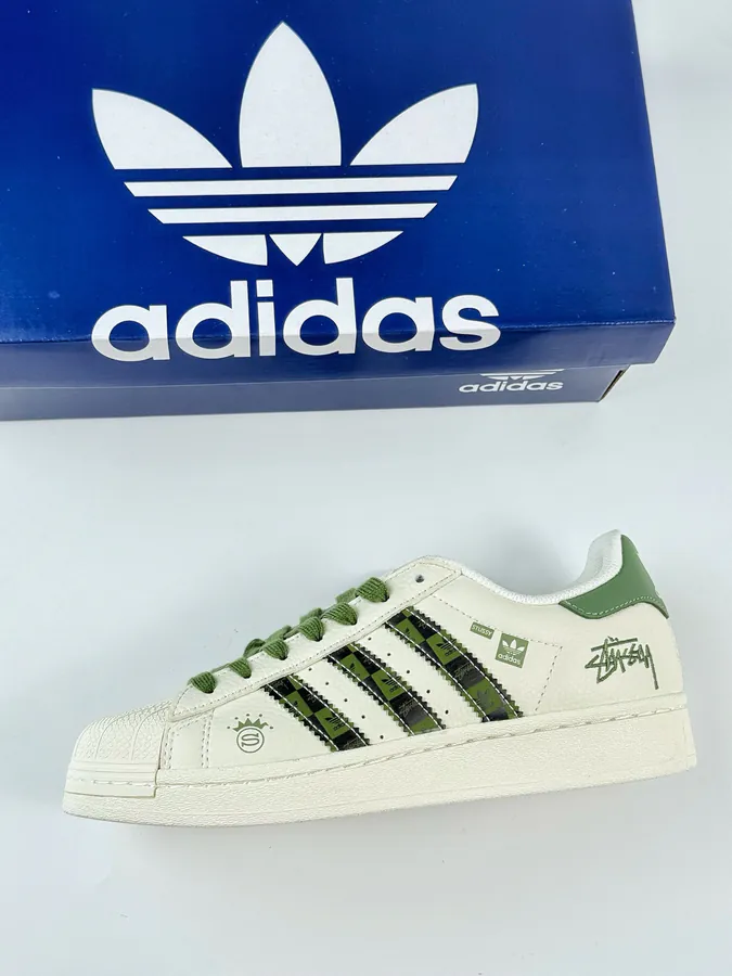 AD Originals Superstar x Stussy White Green