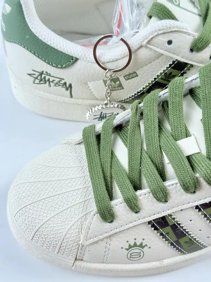 AD Originals Superstar x Stussy White Green
