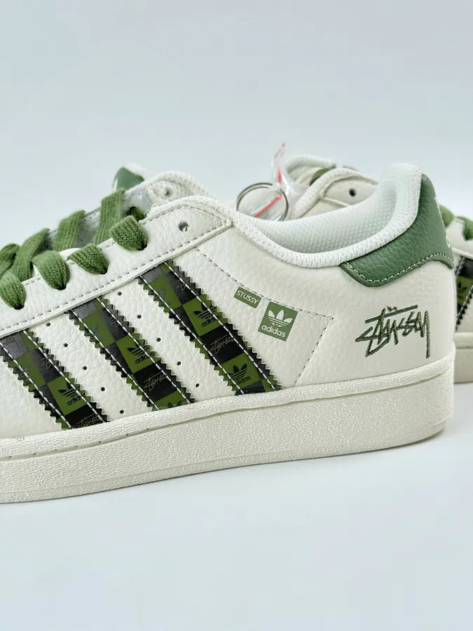 AD Originals Superstar x Stussy White Green
