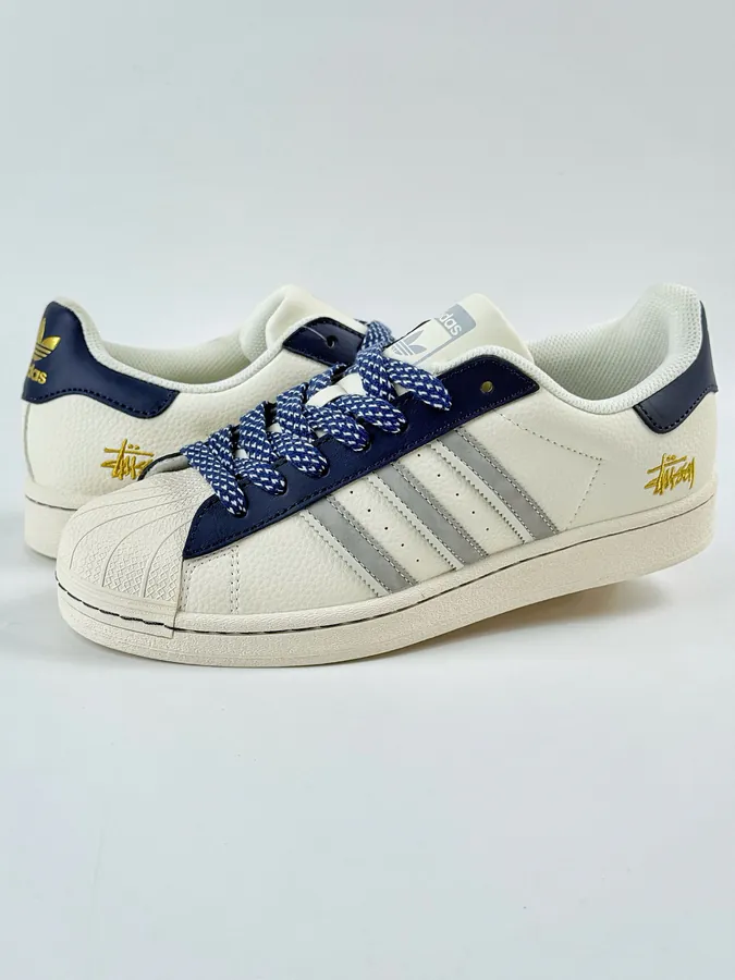 AD Originals Superstar x Stussy White and Gray Starry