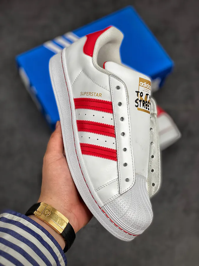 Originals Superstars 50th Anniversary Edition WhiteRed Laceless Sneaker