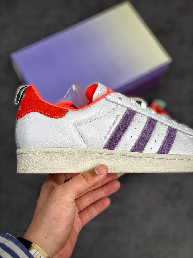 Girls Are Awesome x Adidas Trifecta Originals Superstar GrapeWhite Shell Toe Classic Low Sneakers