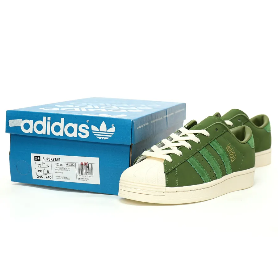 Originals Superstar OG Vintage Crew Green Grained Calfskin Low Sneaker