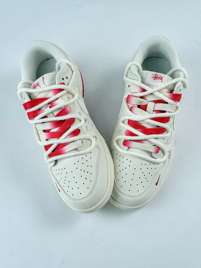 Nike SB Dunk Low x Stussy White Red Swoosh Strap