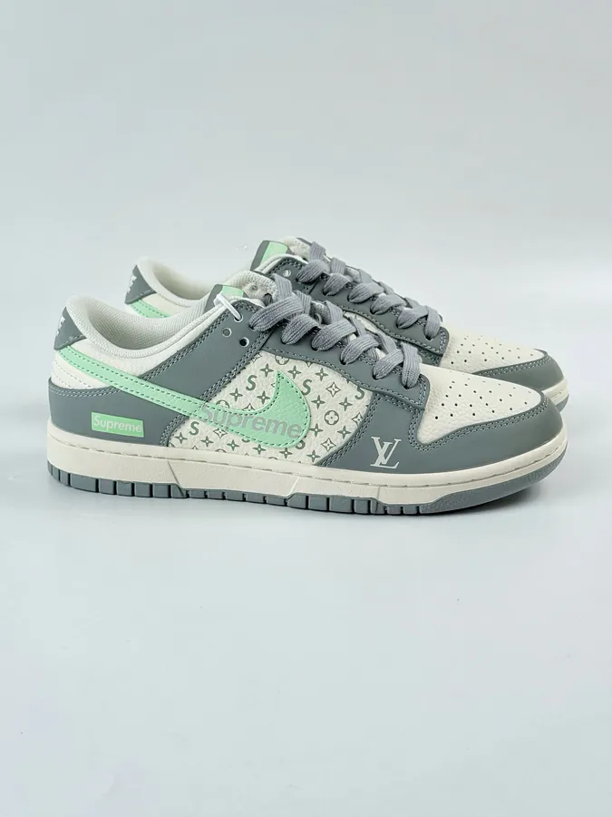Nike SB Dunk Low x Superme x Louis Vuitton Grey White