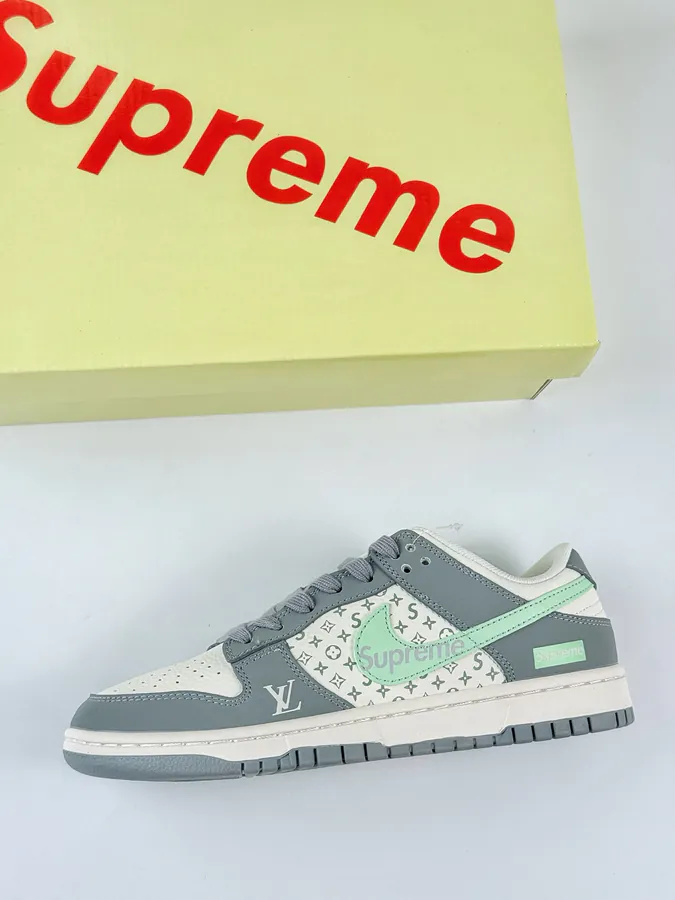 Nike SB Dunk Low x Superme x Louis Vuitton Grey White