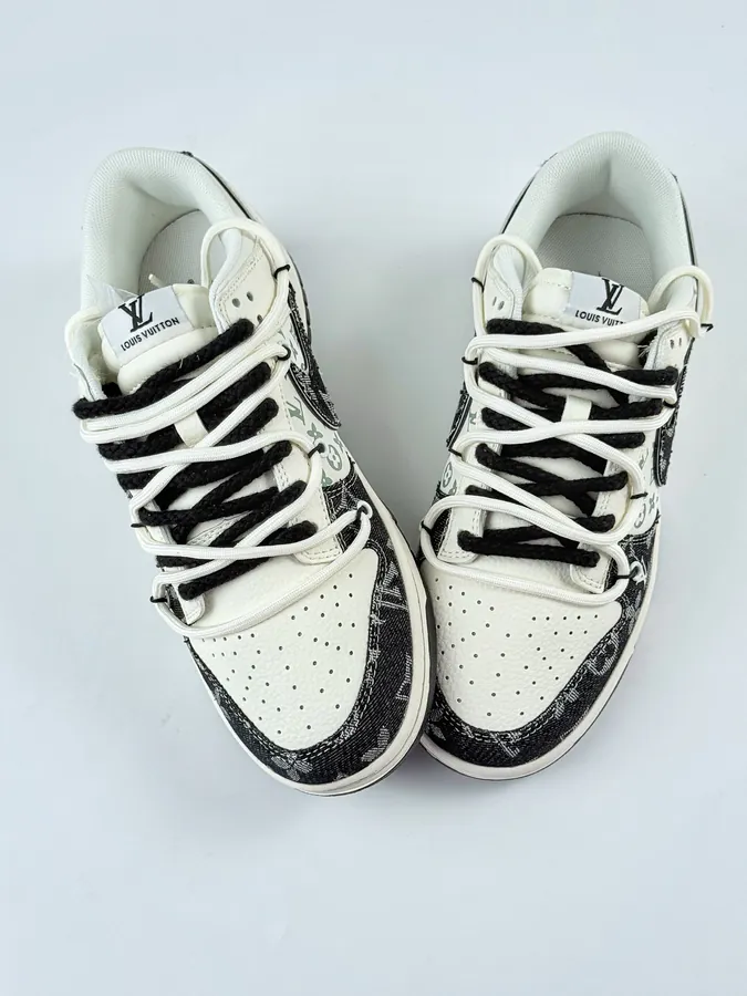 Nike SB Dunk Low x Louis Vuitton Black White Straps