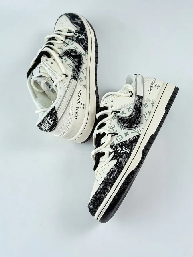 Nike SB Dunk Low x Louis Vuitton Black White Straps