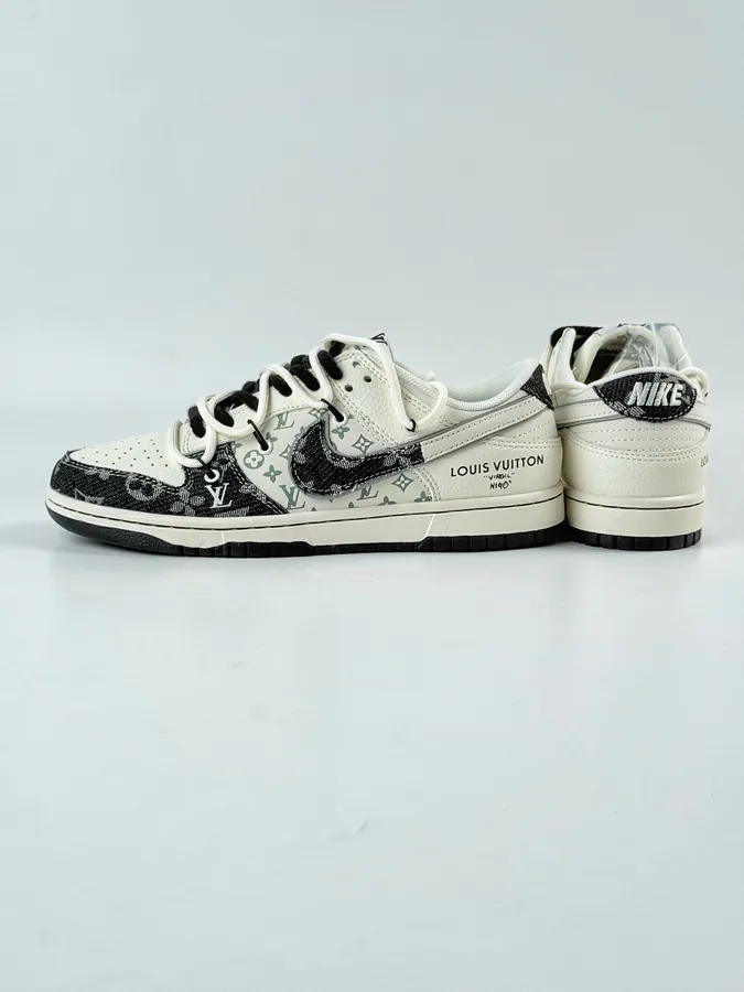 Nike SB Dunk Low x Louis Vuitton Black White Straps