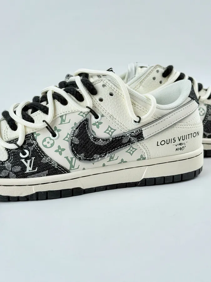 Nike SB Dunk Low x Louis Vuitton Black White Straps