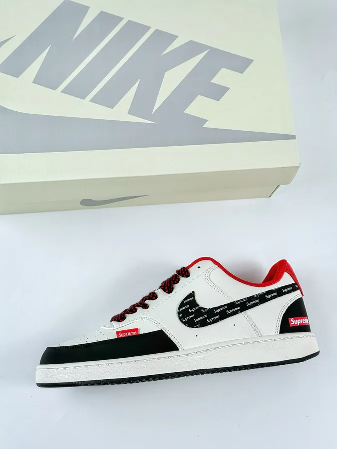 Nike Court Vision Low x Supreme Black White Red Starry