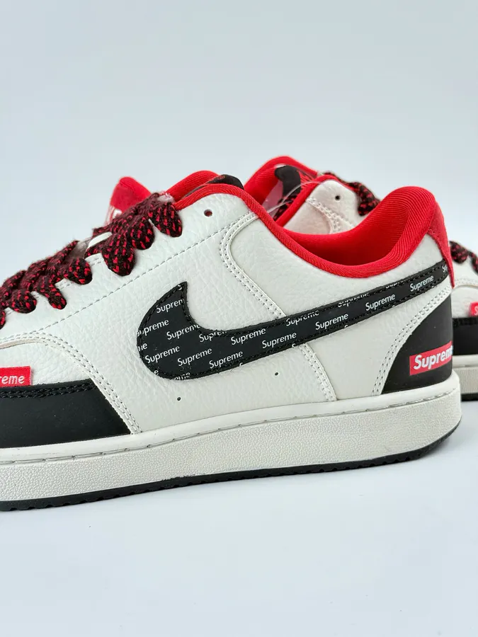 Nike Court Vision Low x Supreme Black White Red Starry