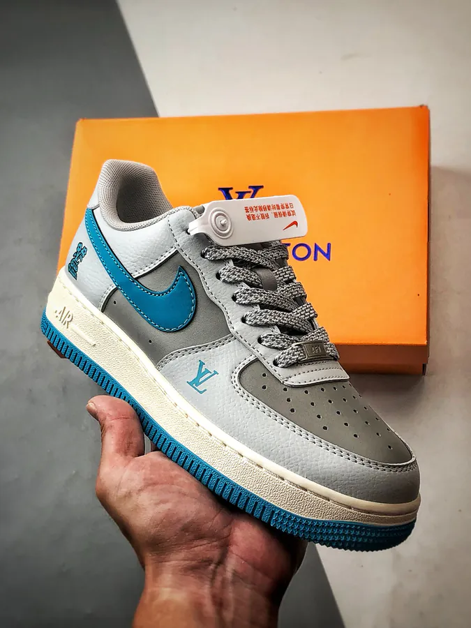 LV x Air Force 1 Low Gray Blue Reflective Trim