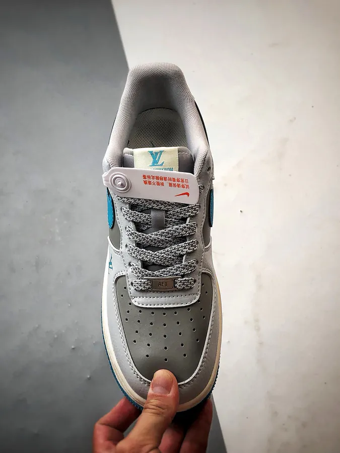 LV x Air Force 1 Low Gray Blue Reflective Trim