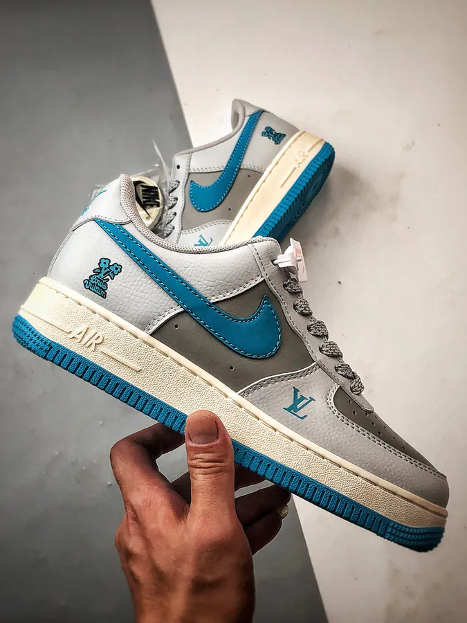 LV x Air Force 1 Low Gray Blue Reflective Trim