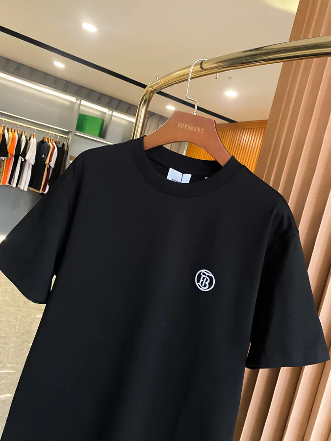 BBR Burberry Exclusive Round Logo Embroidered Cotton Short Sleeve Shirt